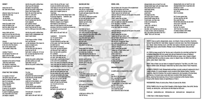 Tribe 8 Thanks for the Mammaries Inside cover - lyrics